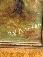 Signed M. L. Achorn Autumn Lake Oil Painting, c. 1890s–1910s