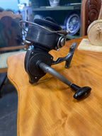 Roddymatic 902 Spinning Reel by Roddy, Black Cast Body with Applied Copper Fish Badge, Full Bail and Original Crank