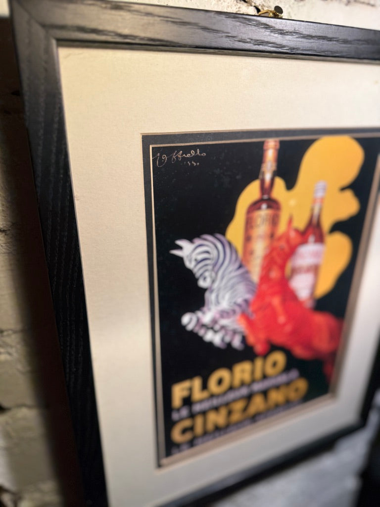 Florio & Cinzano Advertising Poster After Leonetto Cappiello, Vintage Framed Print