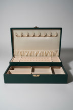 Vintage Mele Jewelry Box, Emerald Green with Ivory Interior, c. 1950–1970