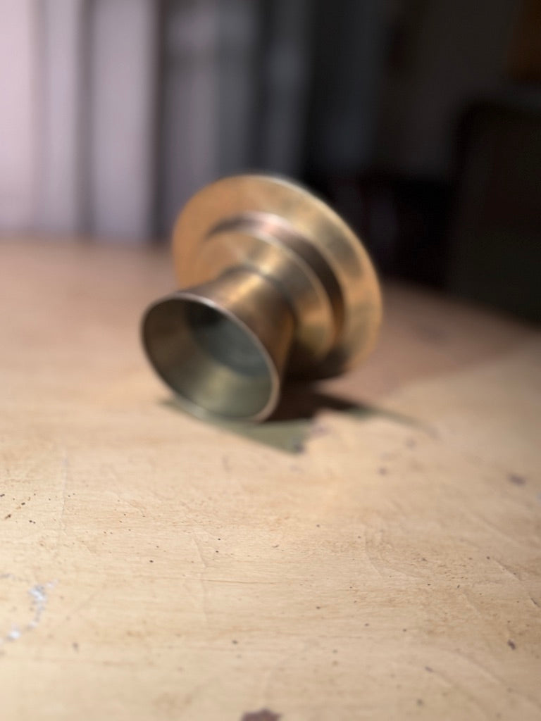 Late Victorian Turned Brass Inkwell Base (c. 1870–1910)