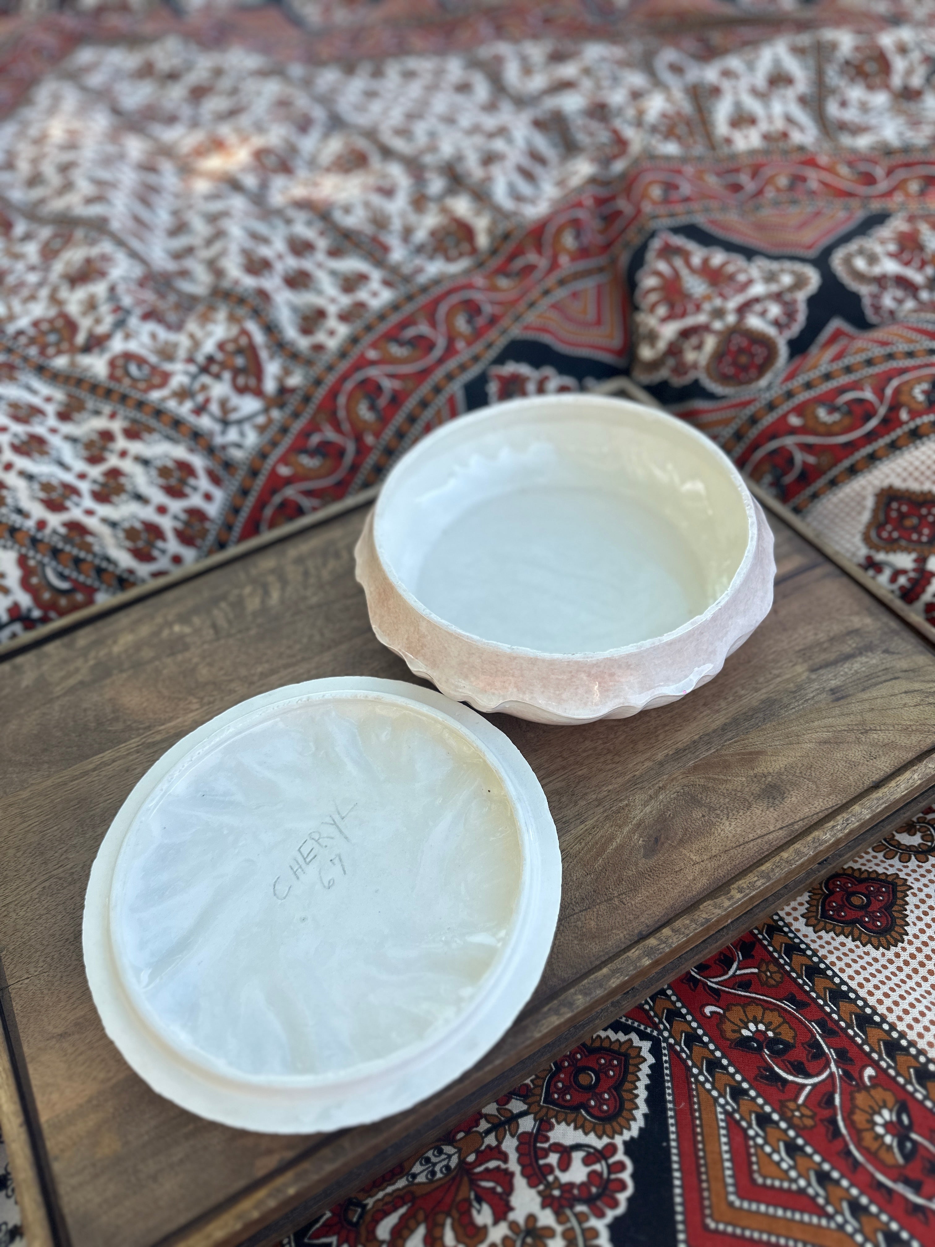 Mid-Century Ceramic Pineapple Lidded Dish, Inscribed 1967
