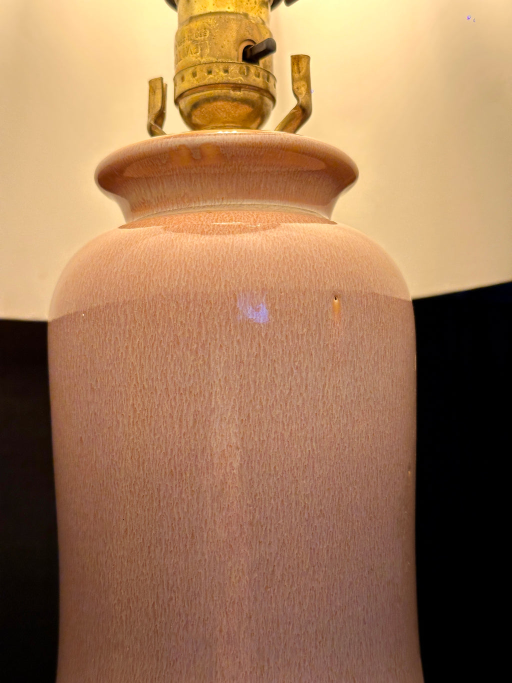 Vintage Textured Ceramic Table Lamp with Neutral Shade | Mid-Century Studio Pottery Lamp