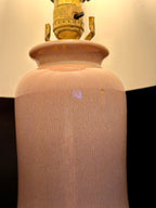 Vintage Textured Ceramic Table Lamp with Neutral Shade | Mid-Century Studio Pottery Lamp