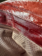Burgundy Genuine Eel Skin Shoulder Bag, c. 1970s