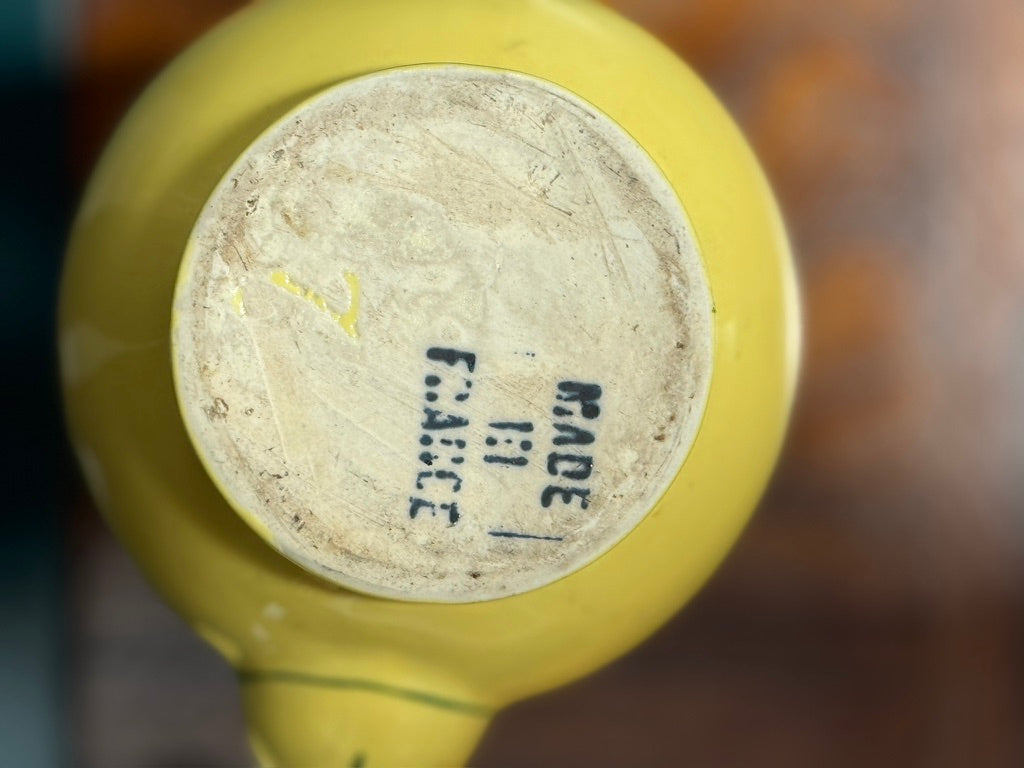 c. 1940s French Yellow Ceramic Coffee Pot