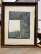 Vintage Andrew Wyeth Burning Off Framed Folio Lithograph, c. 1962