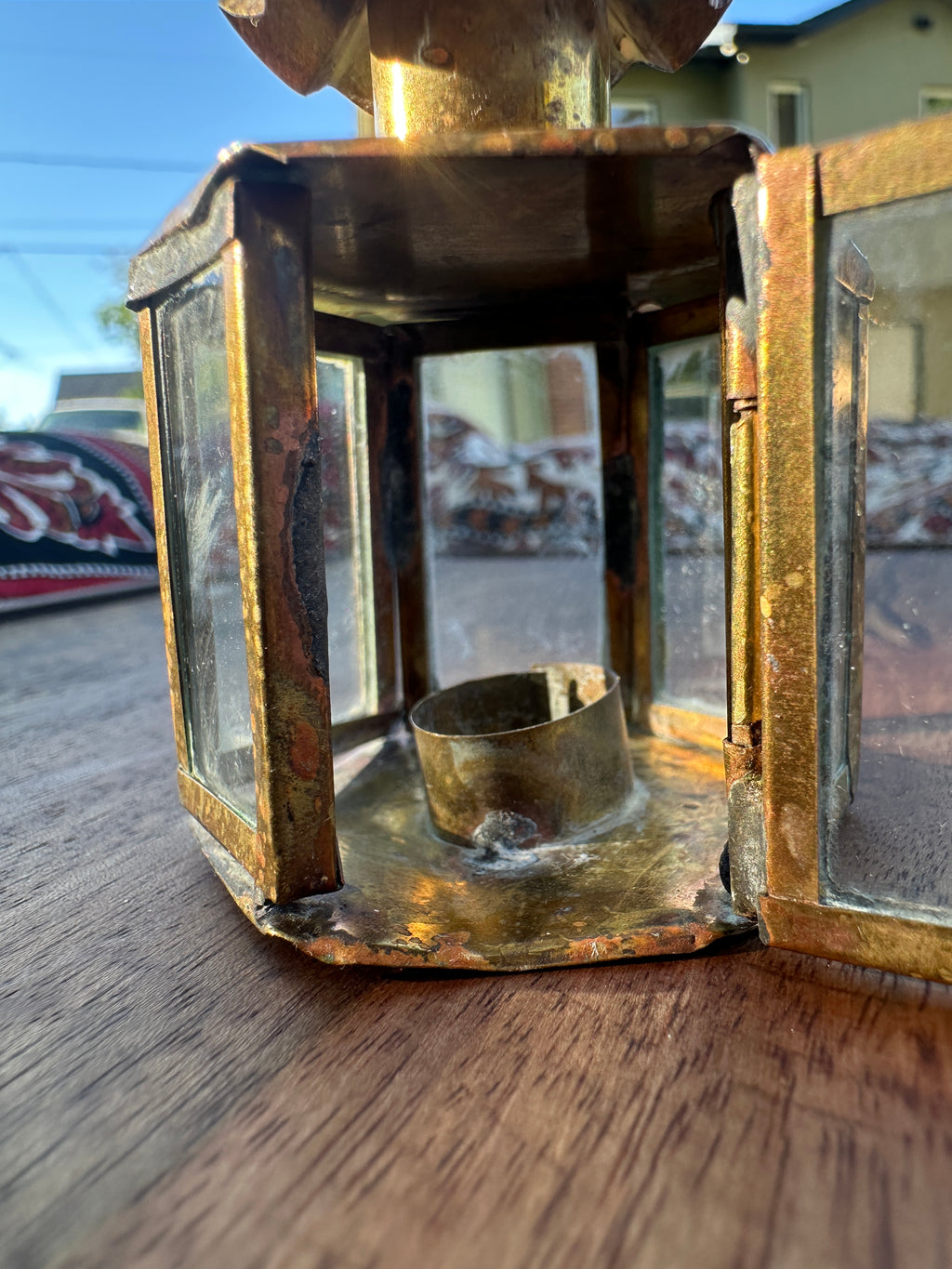 Brass and Glass Miniature Candle Lantern