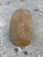 Slab-Built Stoneware Wall Pocket, Oval, Copper-Green Glaze Breaking Rust over Incised and Rouletted Decoration, c. 1970–1995