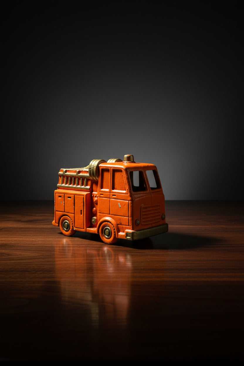 Vintage Telbro Ceramic Fire Truck Coin Bank (c. Mid-20th Century)