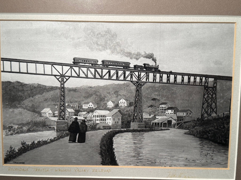 Rosendale Trestle, Wallkill Valley Railroad (1872 Bridge) — Original Hudson Valley Railroad Illustration by Tassone, c. 1970–1990