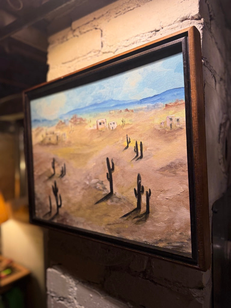Southwestern Desert Village — Oil Landscape by Einar Cortsen Petersen, Signed & Framed
