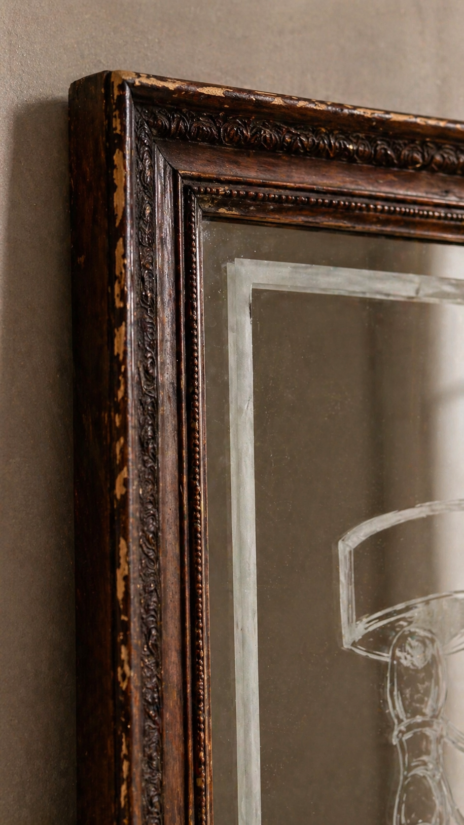 Vintage Etched Wall Mirror c. 1950s