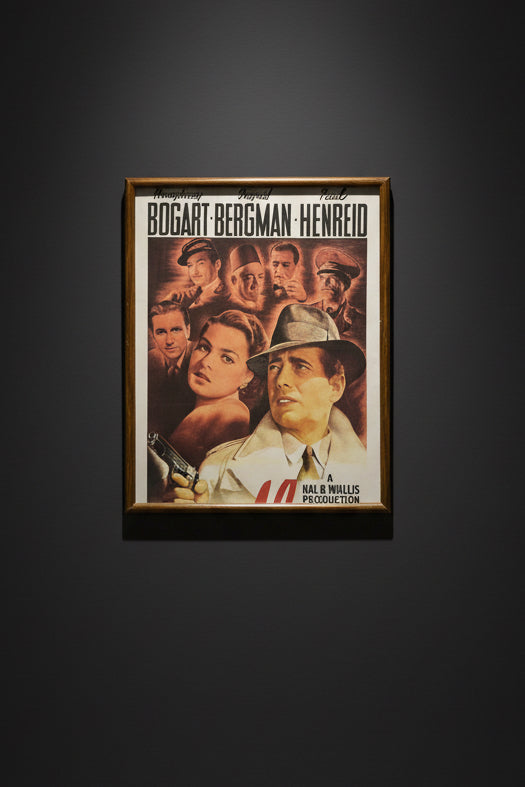 Vintage 1970 Casablanca Movie Poster in Wood Frame
