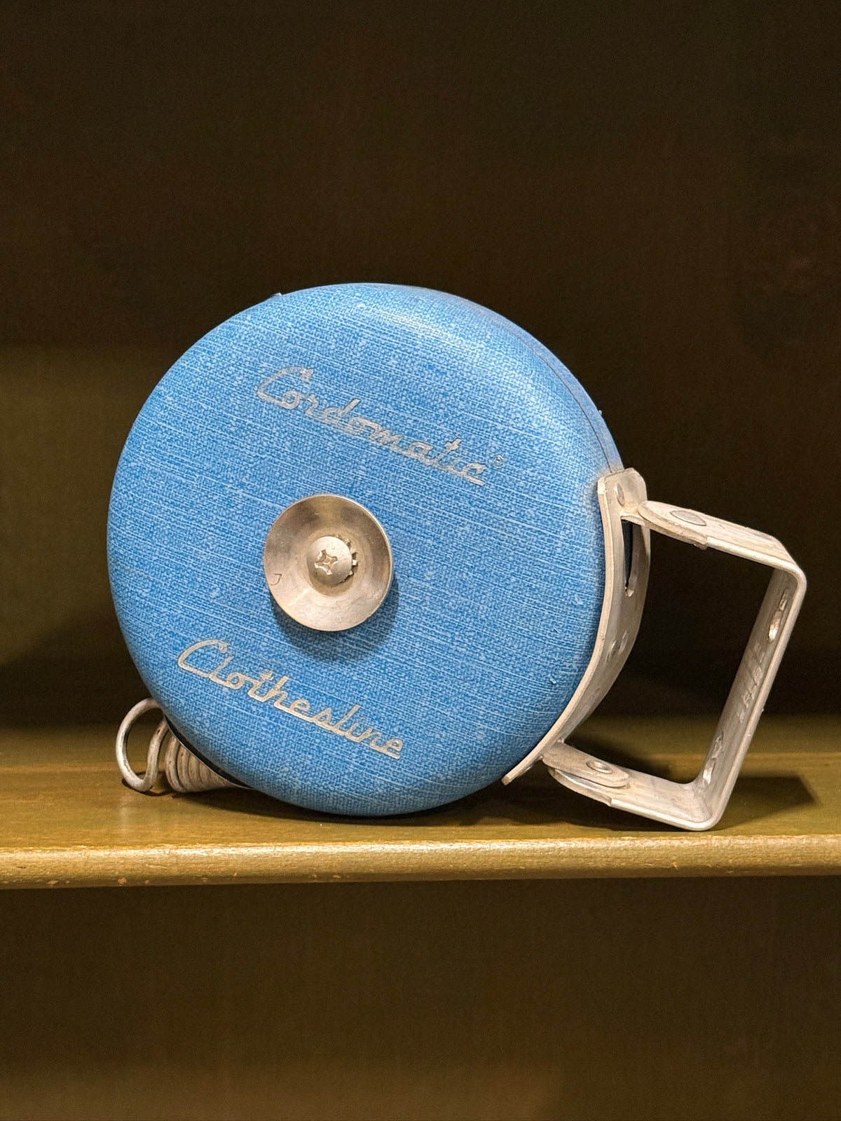 Cordomatic Retractable Clothesline Reel, Linen-Textured Case with Cast Aluminium Bracket, Philadelphia, c. 1943–1963