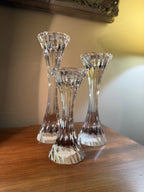 Vintage Cut Crystal Candlesticks, Set of Three, c. 1965