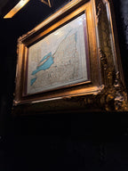 1939 New York State Map from Collier’s World Atlas in Ornate Gilt Frame