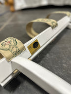 Scheibe Folding Luggage Rack with Floral Tapestry Straps, c. 1960s