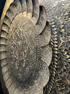 Large Indian Brass Wall Charger | 24” Hand-Chased Floral Repoussé