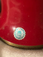 Korean Red Najeonchilgi Mother-of-Pearl Inlay Vase, c. 1960s–1970s