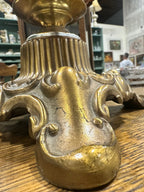 Antique Amber Cherub Glass Oil Lamp Font, Electrified, c. 1890–1915