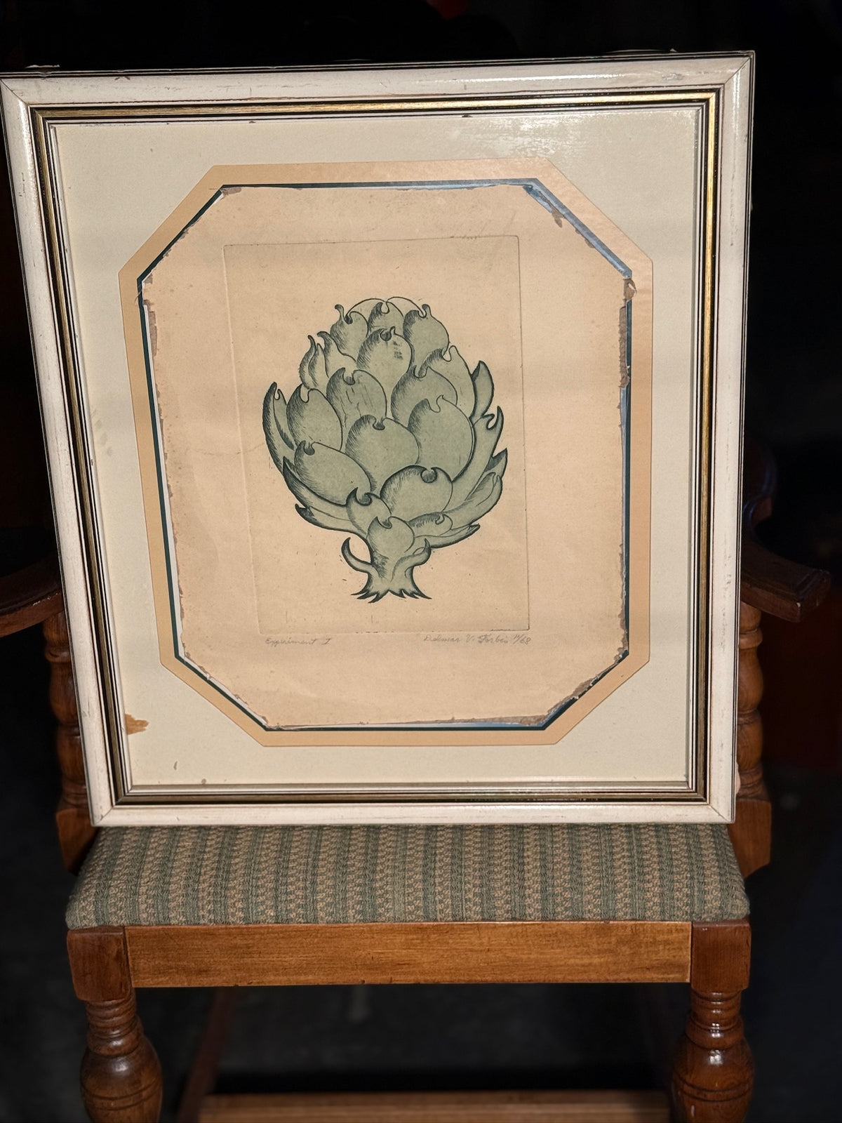 Vintage Delmar V. Forbis Artichoke, Signed Work on Paper, 1968
