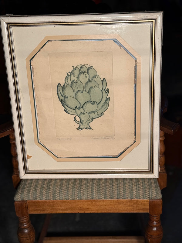 Vintage Delmar V. Forbis Artichoke, Signed Work on Paper, 1968