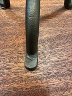 Vintage Cast Iron Candlestick Table Lamp, Checked Shade, c. 1950–1975