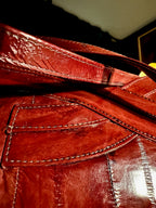 Burgundy Genuine Eel Skin Shoulder Bag, c. 1970s