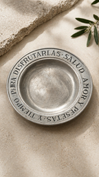 Vintage Spanish Pewter Toast Plate “Para Disfrutar…” c. 1960s–1980s