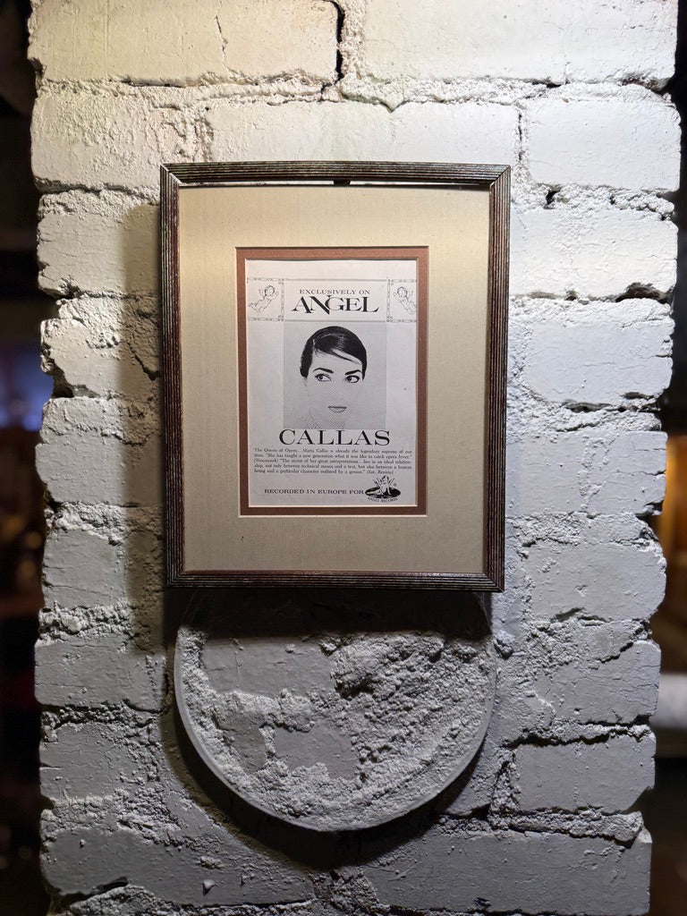 Framed Maria Callas “Angel Records” Advertisement, La Jolla Magazine (c. 1950s–1960s)