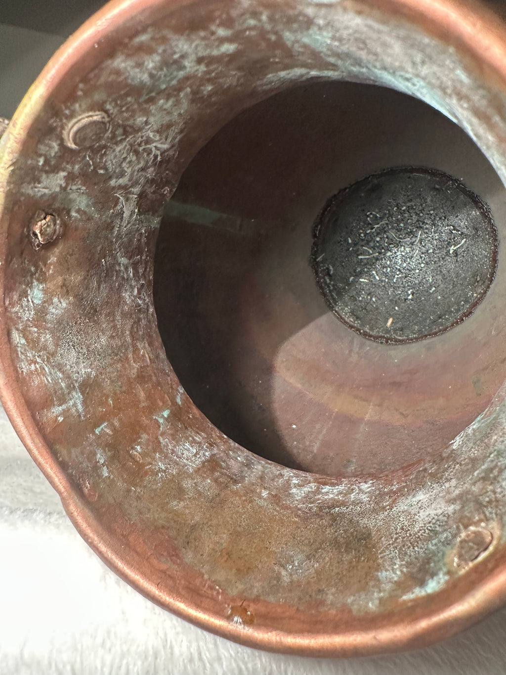 Large Hammered Copper Amphora Urn Vase with Ornate Cast Handles, c. 1930s–1950s