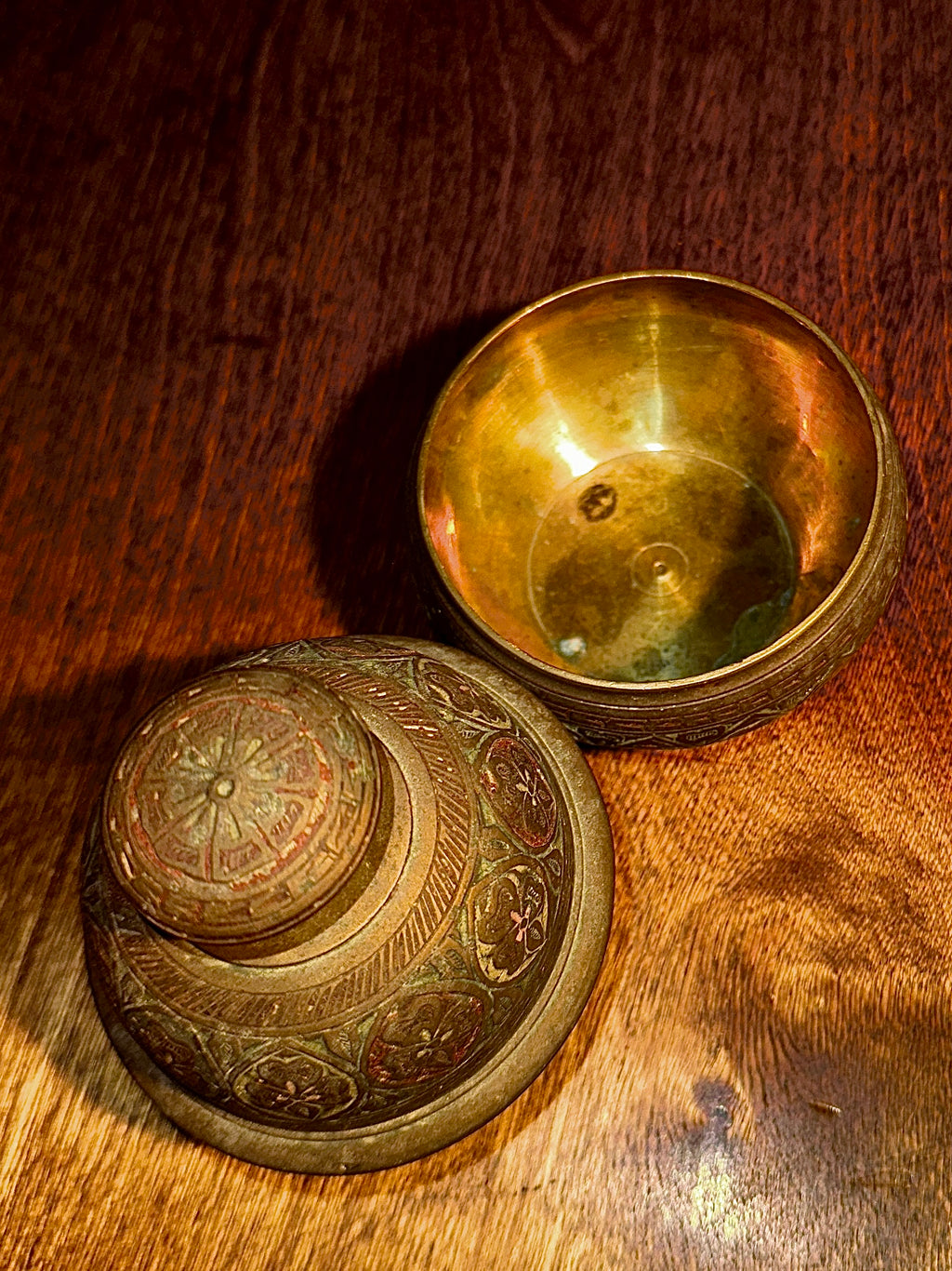 Indian Brass “Elephant Claw” Ritual Bell with Clapper & Stand c.1950–1975