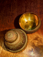 Indian Brass “Elephant Claw” Ritual Bell with Clapper & Stand c.1950–1975