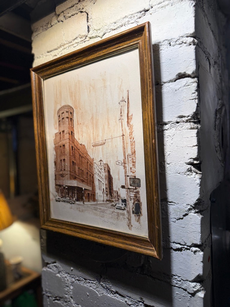 Mid-Century Sepia Urban Street Scene by David, Signed &amp; Numbered 23/600, c. 1950s–1960s