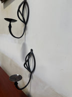 Vintage Hand-Forged Iron Basket-Twist Sconces, Pair, c. 1950–1990