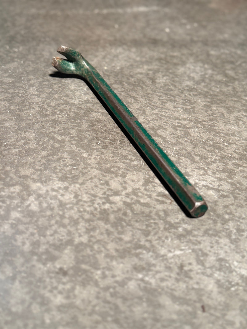 Antique Hand-Forged Gooseneck Nail Puller Bar, Green, c. 1900–1925