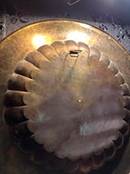 Large Indian Brass Wall Charger | 24” Hand-Chased Floral Repoussé
