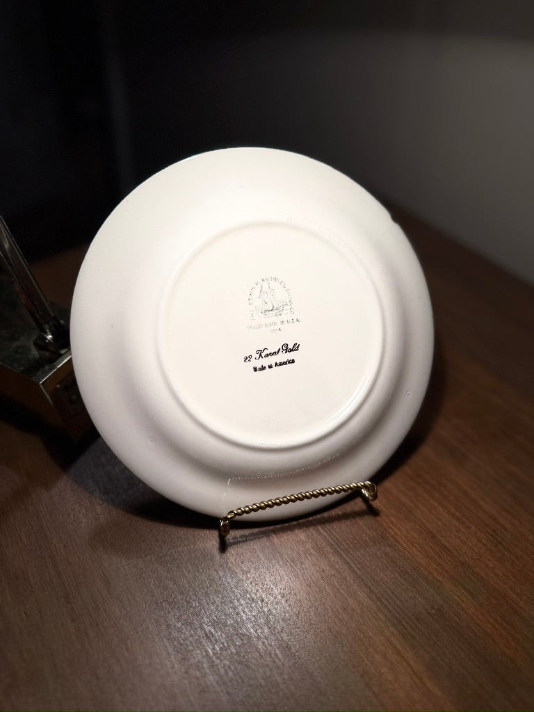 Knowles China “22 Karat Gold” Plate with Green Filigree Border, USA, c. 1940s–1950s