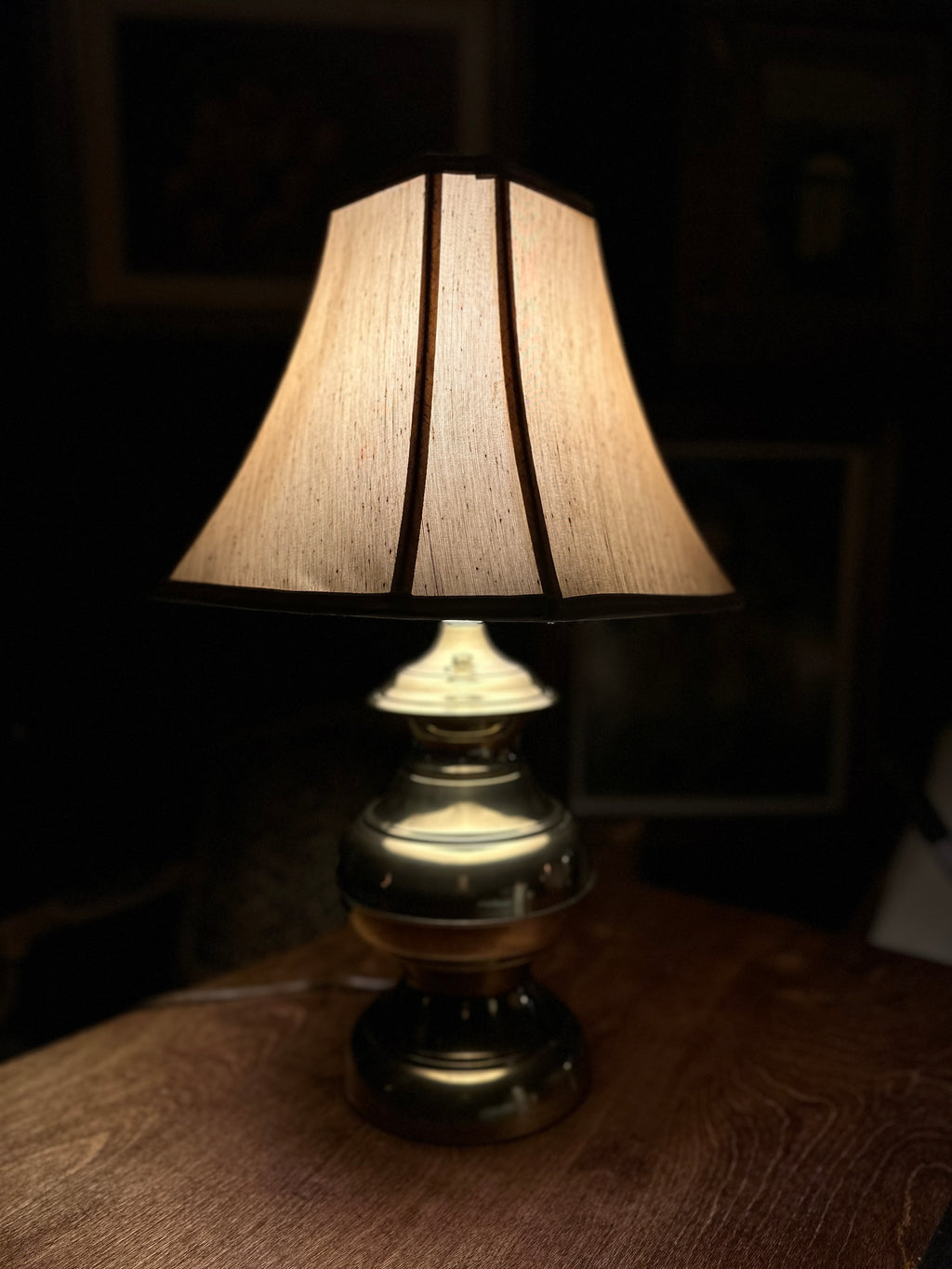 Vintage Brass Table Lamp with Faceted Shade | Traditional Lighting, 1970s–80s