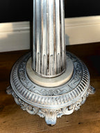 Vintage Marble Pedestal Side Table with Cast Ornate Base, c. 1940s–1950s