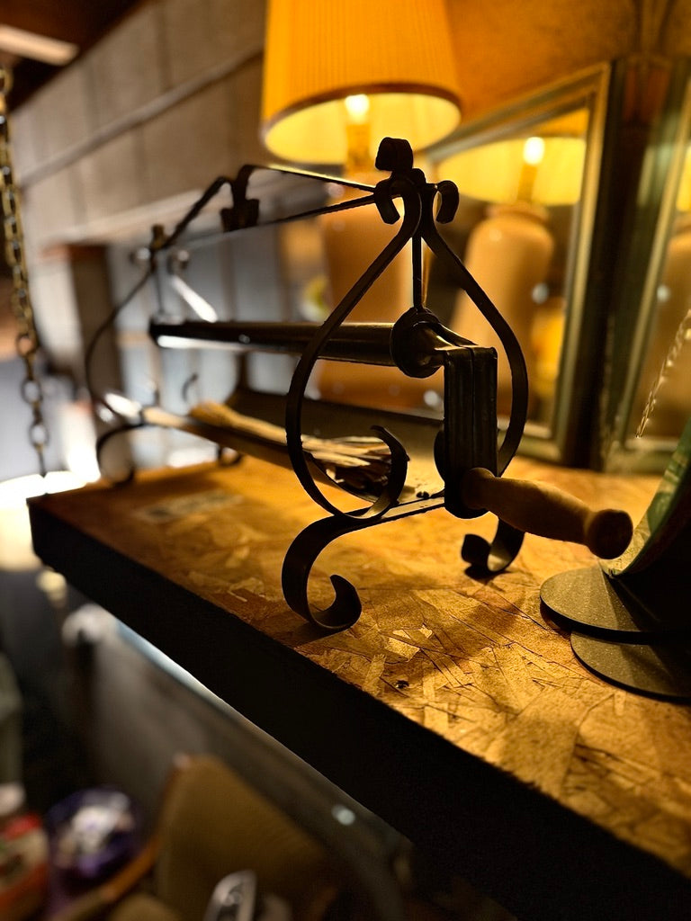 Antique Forged Iron Newspaper Roller – Early 1900s Fire Twister Tool