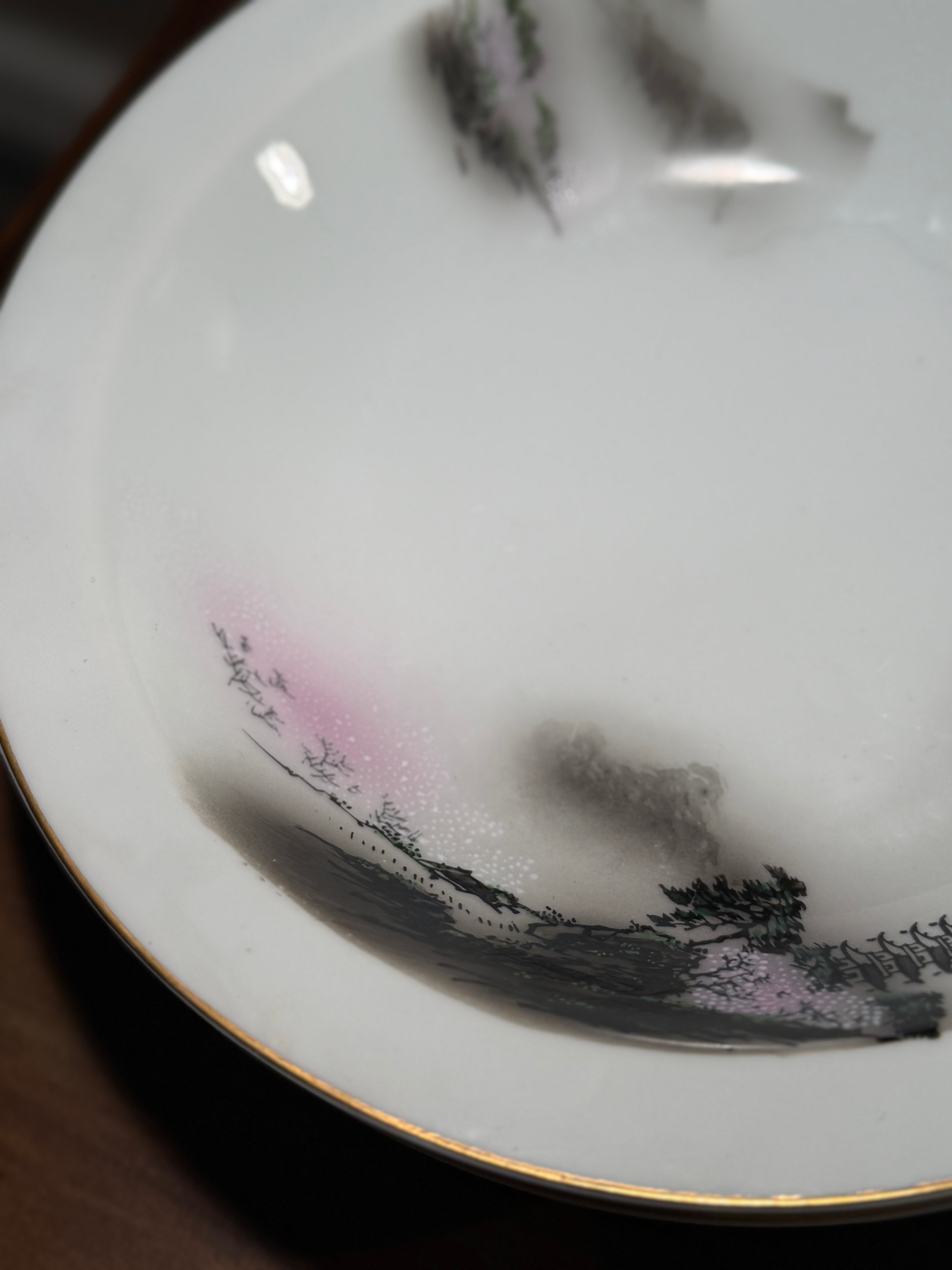 Fukagawa Arita Hand-Painted Porcelain Dinnerware Set, Japan, Late 1940s