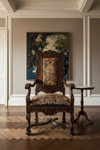 c.1870 French Renaissance Revival Carved Armchair with Antique Needlepoint