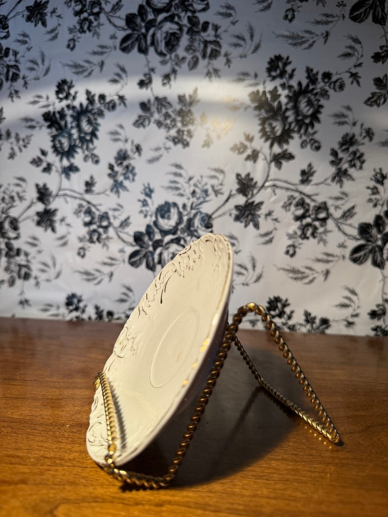 Antique Late Victorian Rococo Revival White Porcelain Butter Pat Dish (c.1880–1910)