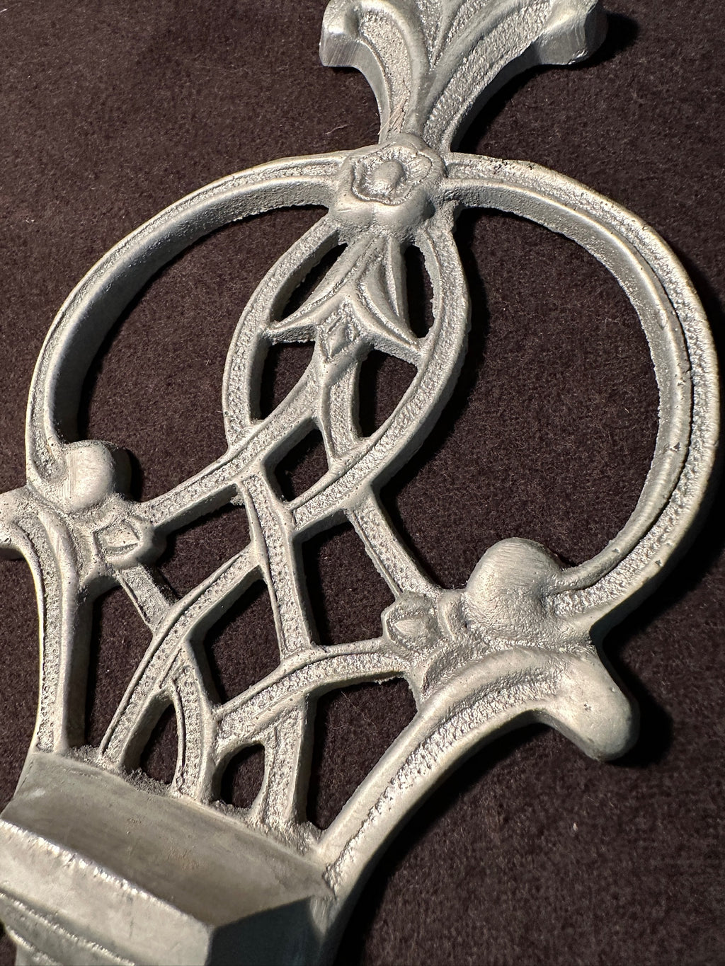 1950s Gothic Revival Fleur-de-Lis Cast Metal Wall Candle Sconce