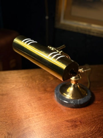 Vintage Brass Piano or Desk Lamp with Marble Base, Art Deco–Early Modern, c. 1925–1945