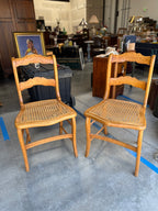 Pair of Antique Hand-Caned Ladder-Back Side Chairs, Circa 1900–1930s