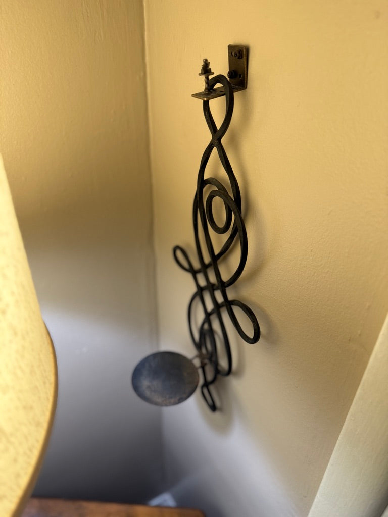 Pair of Antique Forged Iron Candle Wall Sconces, Gothic Revival / Arts & Crafts, c. 1890–1920