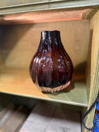 Villeroy & Boch Amethyst Cased Glass Vase, Optic-Moulded Lobes with a Scalloped Rim, Heavy Clear Casing over a Deep Amethyst Core, Acid-Etched Signature to the Base, Germany, c. 1970–1995